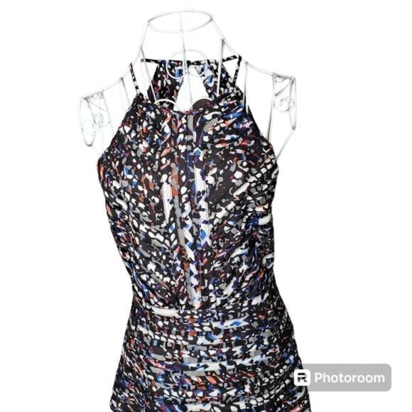 NWT Parker Zulma Halter Mesh Panel Fit & Flare Dress Size Small - Picture 3 of 13